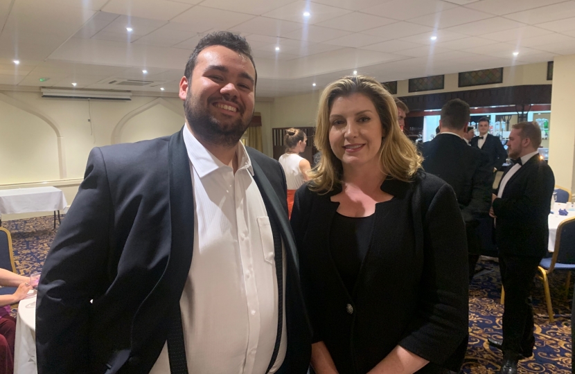 Young Conservatives Chairman Cllr Ben Weeks, with Rt Hon Penny Mordaunt MP